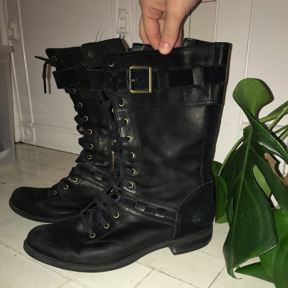 Timberland Calf Lace Up Black Boots